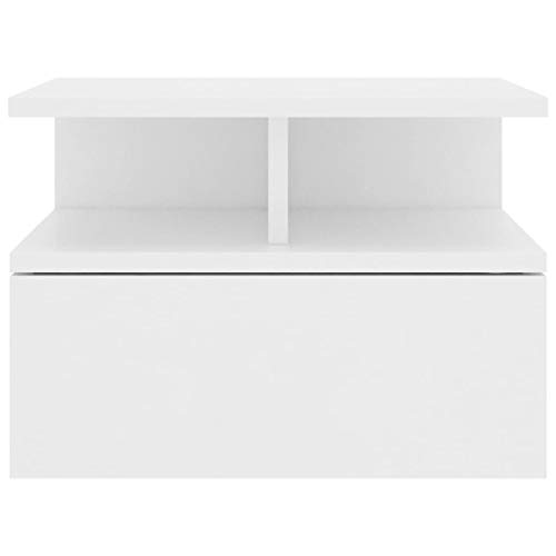 vidaXL 2X Mesitas Noche Flotante Aglomerado Mobiliario Hogar Decoración Diseño Sencillo Elegantes Funcionales Prácticos Compactos Blanca 40x31x27cm