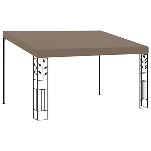 vidaXL Cenador con Montaje en la Pared Pérgola Jardín Patio Toldo Tienda Carpa Celebraciones Fiesta Marquesina Porche Desmontable Gris Taupe 4x3x2,5 m