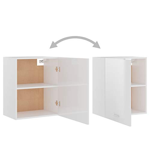 vidaXL Mueble de Cocina Armario Mobiliario Duradero Mesa Trabajo Almacenamiento Cuencos Platos Ollas Alacena Aglomerado Blanco Brillante 50x31x60 cm