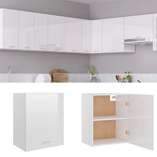 vidaXL Mueble de Cocina Armario Mobiliario Duradero Mesa Trabajo Almacenamiento Cuencos Platos Ollas Alacena Aglomerado Blanco Brillante 50x31x60 cm