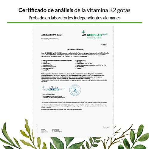 Vitamina K2 MK–7 200 µg – 1700 gotas (50 ml) – Contenido all–trans >99,7 % (K2VITAL® de Kappa) – Probado en laboratorio, vegano, alta dosificación