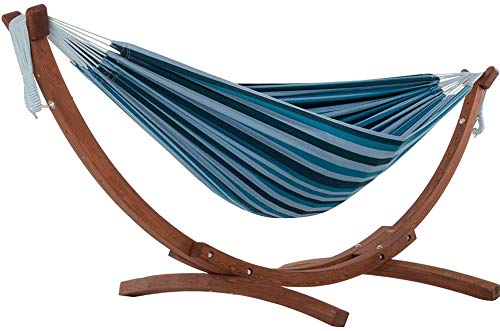 Vivere Blue Lagoon C8SPCT-34-Doble algodón Hamaca con Madera de Pino Maciza ARC función Atril