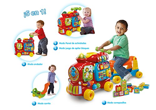 VTech Maxi tren ABC de paseo, Andador, carrito y correpasillos para aprender a caminar-Juguete bebés +1 año-Versión ESP (3480-547822), color