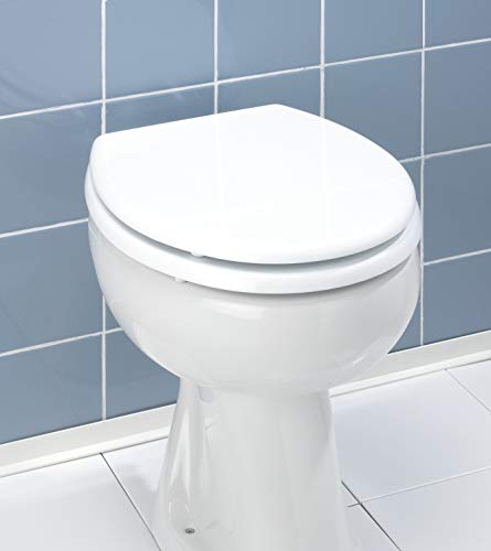 WENKO Tapa de WC Bali - sujeción de acero inox, MDF, 35 x 42 cm, Blanco