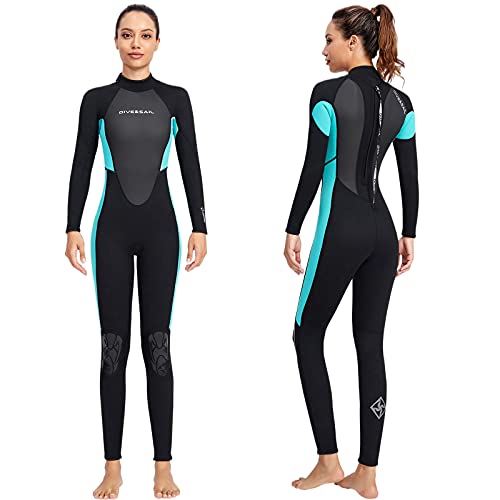 Wenlia Traje de Neopreno para Mujer, 3MM Neopreno Trajes de Surf Traje de Buceo de Cuerpo Completo Cálido Wetsuit con Cremallera en la Espalda para Buceo, Surf, Snorkel