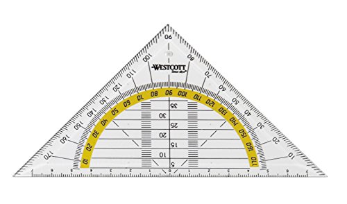 Westcott E-10130 BP-I - Transportador de ángulos triangular (plástico, 20 unidades, 14 cm), diseño transparente