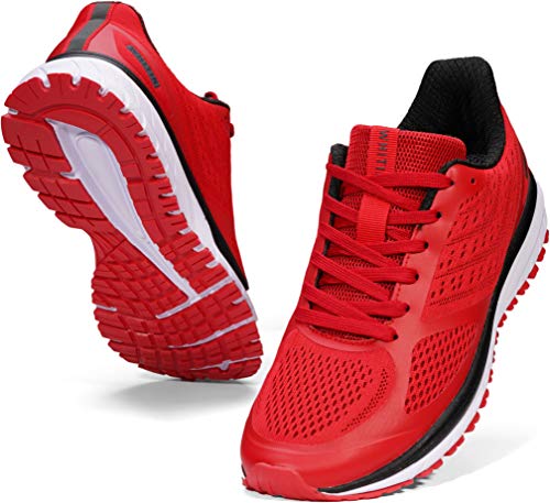 WHITIN Zapatillas de Deporte Hombre Zapatos para Correr Calzado Deportivo Zapatillas de Running Sneaker Transpirable Gimnasio Bambas Ligero Casual Rojo 43