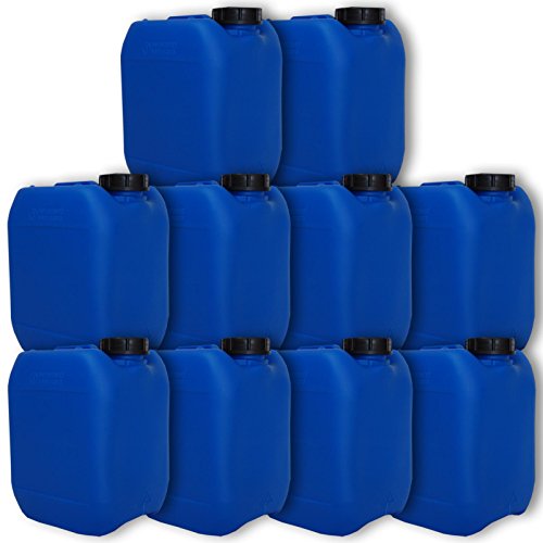 Wilai GmbH Lote de 10 bidones de Polietileno/Jerry Can 5 L Azul HDPE DIN51 Calidad alimentaria (10x22040)