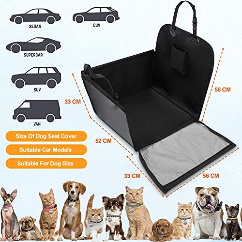 Wimypet Impermeable Protector de Asiento de Coche para Mascota, Asiento del Coche de Seguridad para Perros Gatos, Material Oxford 600D PVC Inferior con Cinturón de Seguridad para Viaje - 59x49x46 cm