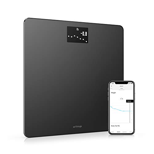 Withings Body Báscula inteligente con conexión Wi-Fi y seguimiento del IMC, báscula digital de baño con sincronización con la aplicación móvil por Bluetooth o Wi-Fi