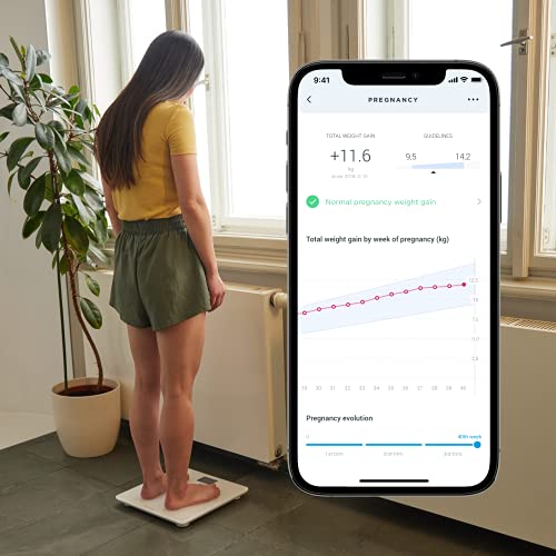 Withings Body+ Báscula inteligente, medición de la grasa corporal, IMC, masa muscular y porcentaje de agua corporal, sincronización con la aplicación móvil Bluetooth o Wi-Fi, Negro, Tamaño Único