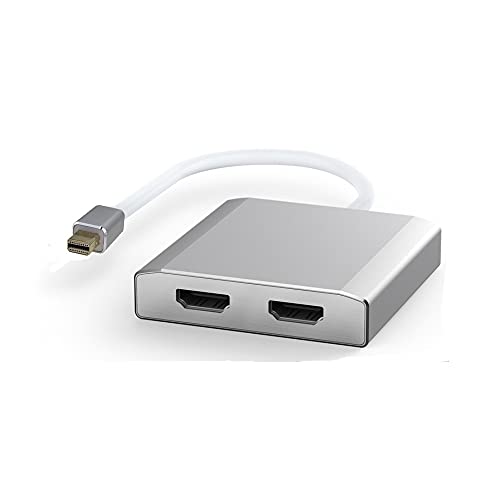 WJESOG Mini Displayport a Doble Entrada HDMI 4K MST / SST Hub mDP a 2 HDMI Splitter Multi Stream Transport Hub, para Sistema Windows 、 Mac 、