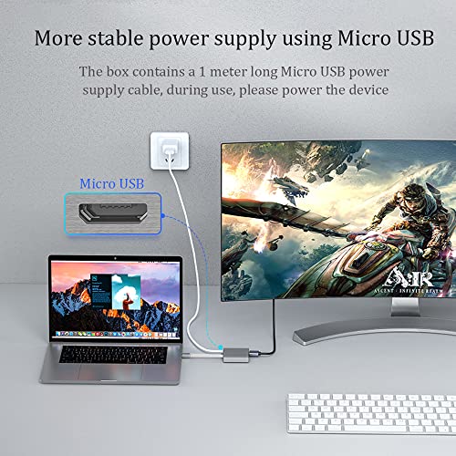 WJESOG Mini Displayport a Doble Entrada HDMI 4K MST / SST Hub mDP a 2 HDMI Splitter Multi Stream Transport Hub, para Sistema Windows 、 Mac 、