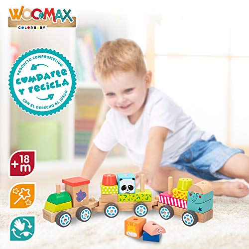 WOOMAX- Tren de madera con animales (ColorBaby 40997)