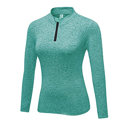 WOWENY 1/2 Zip Sudaderayoga Forro Polar Mujer con Cremallera Camiseta de Manga Larga de Half Zip Deporte Chaqueta Casual Corriendo Pull-Over Tops