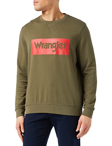 Wrangler Logo Crew Sweat Sudadera, Color Verde, XXL Grande para Hombre