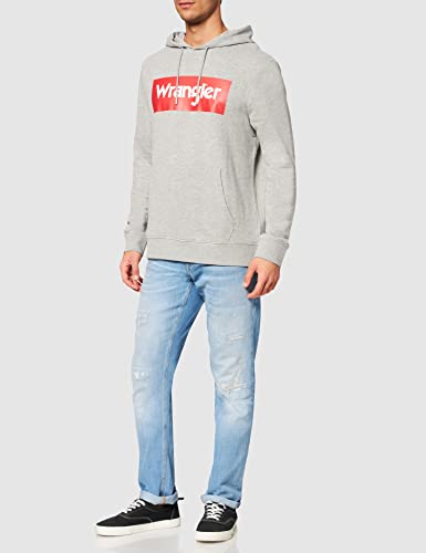 Wrangler Logo Hoodie Capucha, Gris (Mid Grey Mel X37), Large para Hombre