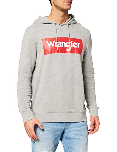 Wrangler Logo Hoodie Capucha, Gris (Mid Grey Mel X37), Large para Hombre