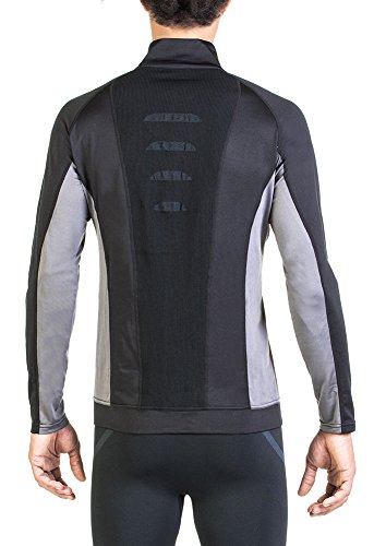 XAED - Chaqueta para correr de manga larga para hombre (grande, negro/gris)