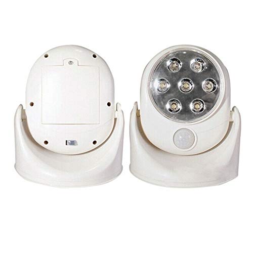 xiegons0 Sensor de Movimiento Noche Luz, 360°Giratorio Funciona con Pilas Movimiento Activado Pir Sensor Desmontable Inalámbrico Seguridad LED Porche Luz/Foco para Pared Jardín Camino