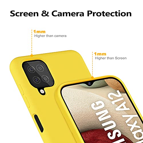 YATWIN Funda Compatible con Samsung Galaxy A12 / M12, Funda de Silicona Suave Case de Goma Ultrafina, Carcasa para Samsung Galaxy A12 / M12, Amarillo