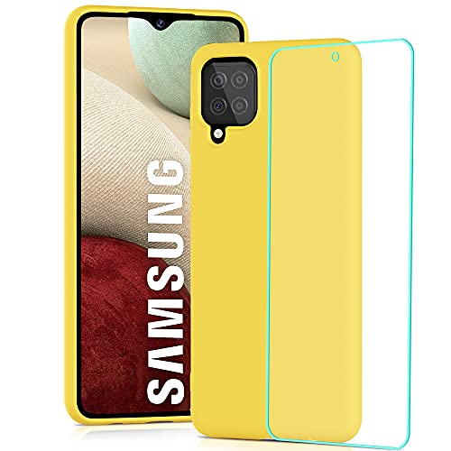 YATWIN Funda Compatible con Samsung Galaxy A12 / M12, Funda de Silicona Suave Case de Goma Ultrafina, Carcasa para Samsung Galaxy A12 / M12, Amarillo