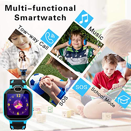 YENISEY Reloj Inteligente Niño, Teléfono con Juego Cámara Música Despertador Modo Escuela Llamadas SOS Smart Watch Reloj Inteligente Niño 4-12 Años Niña Chico Cumpleaños Festival Regalo-Azul