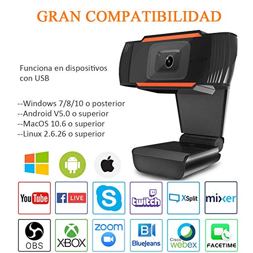 YFish HD Webcam Autofocus PC con Micrófono Incorporado, USB(2.0/3.0) 720P Cámara Web de Alta Definición para Ordenadores, Laptop, Computadoras Desktop, Video Conferencia, Llamadas y Juegos