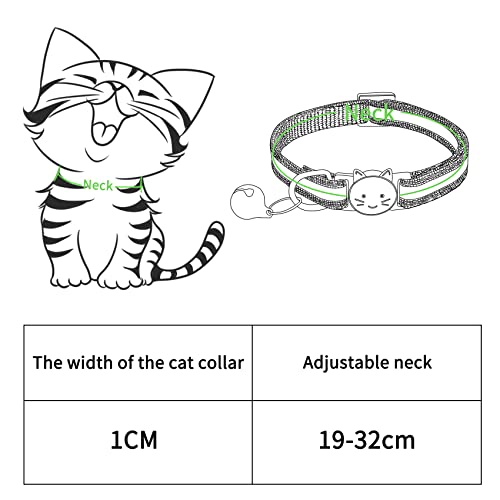 YHmall 6 Piezas Collar Reflectante Gatos Pequeño, Correa Gato con Campaña Luminoso Reflectante y Hebilla Seguro de Liberación Rápida