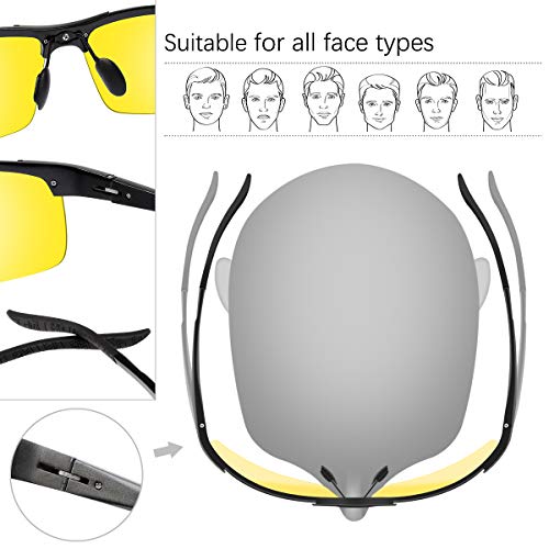 YIMI Gafas de Sol Hombre Deportivas Polarizadas Fotocromaticas Para Hombre y Mujer Conducción Ciclismo Moto Pesca Esqui Golf Running Deporte Al Aire Libre Rectangulares Protección 100% UVA UVB