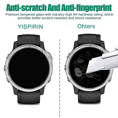 YISPIRIN Protector de pantalla compatible con Garmin Fenix 6S / 6S Pro [4 unidades) [Anti-arañazos, dureza 9H, fácil instalación] Protector de pantalla de vidrio templado para Garmin Fenix 6S / 6S Pro