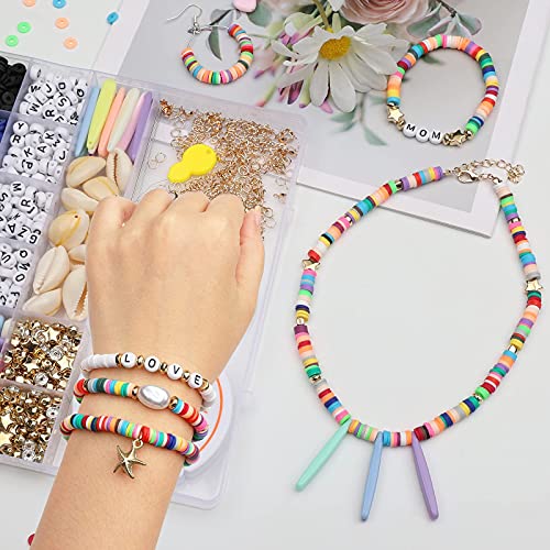 Yuccer 4165pcs Cuentas de Colores Cuentas de Arcilla Polimérica Abalorios Planos Redondos Piezas para Hacer Pulseras Collares Bisuteria Pendientes Cumpleaños Regalo para Niños Adultas