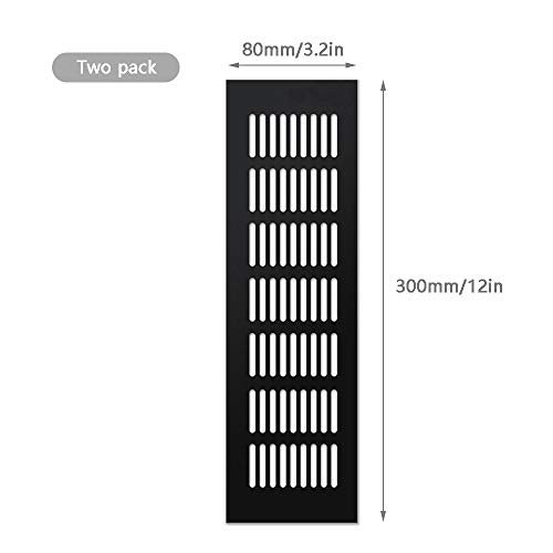 YUE QIN 2 Piezas Rejilla de Ventilación,Rejilla de Ventilación Metalica Ventilación para Armarios Rejilla Aluminio,Negro（30 * 8 * 1.5cm）