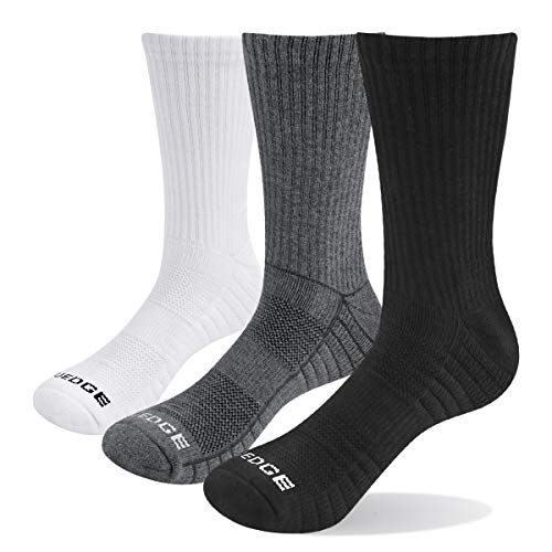 YUEDGE 3 Pares Hombre Algodon Montaña Trekking Senderismo Calcetines alto rendimiento medio Gruesos transpirable Calcetines Deportivos Ideales para deportes de Botas Trabajo XL