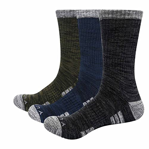 YUEDGE 3 Pares Hombre Algodon Montaña Trekking Senderismo Calcetines alto rendimiento medio Gruesos transpirable Calcetines Deportivos Ideales para deportes de Botas Trabajo XL