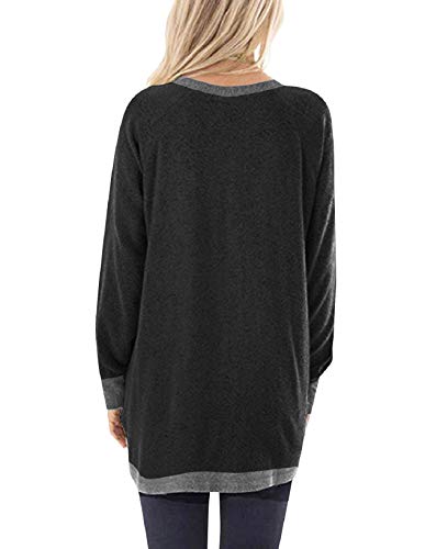 Yuson Girl Sudaderas Mujer Ropa Deportiva con Bolsillo Lateral Jersey Mujer Largo Holgado de Manga Larga Casuales Top Mujer con Diseño de Colores Contrastantes