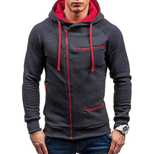 Yvelands Jersey de Cuello Alto de Hombre, Otoño Invierno Sudadera con Capucha de Manga Larga con Cremallera Completa sólida Sudadera con Capucha Superior Outwear Coat, Ofertas de liquidación!