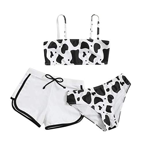 YWLINK Bikini de Traje de baño Dividido con Estampado de Vaca para niñas, Conjunto de Tres/Dos Piezas Bikini Deportivo bañador niña bañador niña Natacion Moda Sexy Lindo Ropa de Resort de Playa