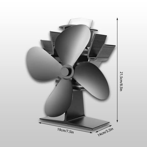 YYWL Ventilador de Estufa de 4 Palas, Ventilador Estufa Pellets, Distribución Eficiente del Calor para Quemador de Leña Ventiladores de Chimenea