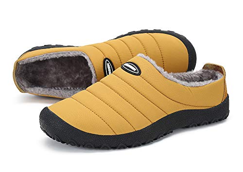 Zapatillas de Estar para Casa Hombre Mujer Invierno Calentitas Zapatillas de Deporte con Suela Antideslizante,Amarillo,43