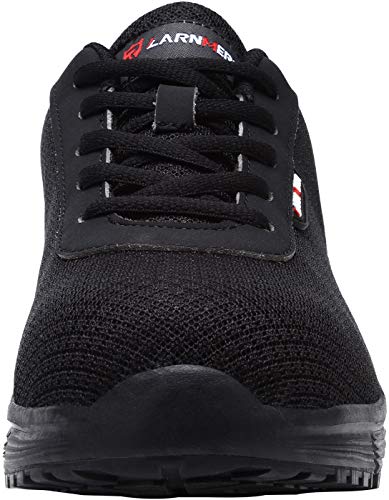 Zapatillas de Seguridad Mujer L8038 S1 SRC Zapatos de Trabajo con Punta de Acero Ultra Liviano Suave y cómodo Transpirable Antideslizante(39 EU,Negro Oscuro)