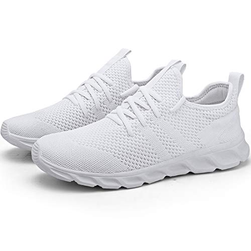 Zapatillas Deportivas Running de Mujer para Correr Asfalto Zapatos Gimnasia Deporte Fitness Casual Transpirables Seguridad con Cordones Atlético Gym Trekking Sneakers Plataform Calzado Blanco 41 EU