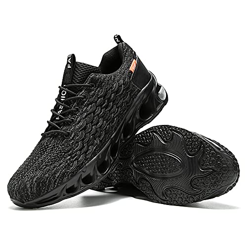 Zapatos para Correr De Moda Zapatos Deportivos para Hombres Tenis para Caminar Antideslizantes CóModos Zapatos De AbsorcióN De Impactos De Cuchilla Zapatos Deportivos Negros 39-47