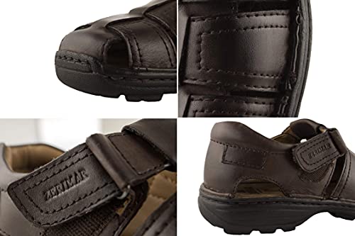 Zerimar Sandalias Hombre | Sandalias Trekking Hombre | Sandalias Hombre Senderismo | Sandalias Hombre Cuero | Sandalias Hombre Verano | Color Marron Talla 43