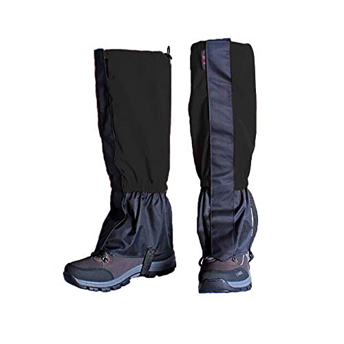 Zhongtou Polainas para Hombre, Impermeables, cálidas, para Mujer, Ligeras, para Senderismo en la Nieve, Polainas para piernas para Caminar, Raquetas de Nieve, Caza, Escalada y Correr (Negro)