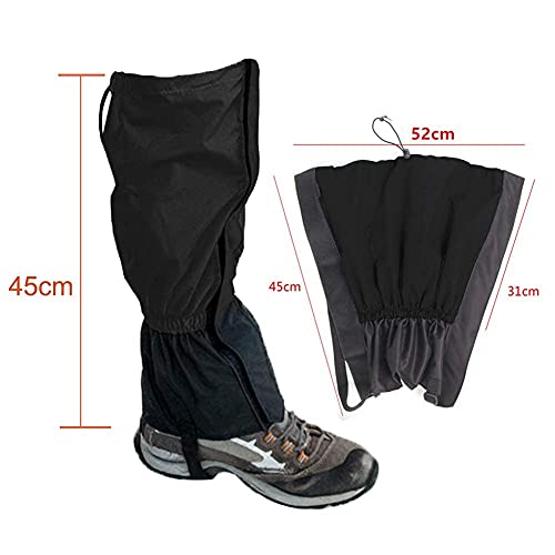 Zhongtou Polainas para Hombre, Impermeables, cálidas, para Mujer, Ligeras, para Senderismo en la Nieve, Polainas para piernas para Caminar, Raquetas de Nieve, Caza, Escalada y Correr (Negro)