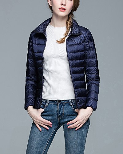 ZhuiKun Chaqueta Portátil de Plumón Ligero Cremallera Abrigo de Plumas Parka para Mujer Armada S