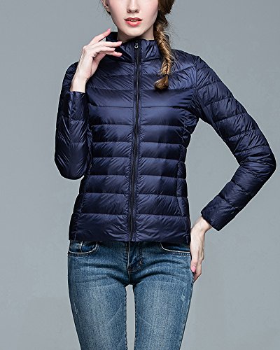 ZhuiKun Chaqueta Portátil de Plumón Ligero Cremallera Abrigo de Plumas Parka para Mujer Armada S