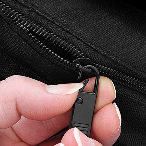 Zipper Pulls Tab de repuesto para equipaje, cremallera de extensión, mochila con cremalleras, asas, reparación, reparación para maletas, negro y plateado, 8 unidades