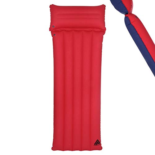 10T Outdoor Equipment Baumwoll Luftmatratze Hinchable Ruby Tube para 1 Persona, colchón de algodón, 190 x 70 cm, Estilo Retro, Unisex Adulto, Rojo Azul Vt